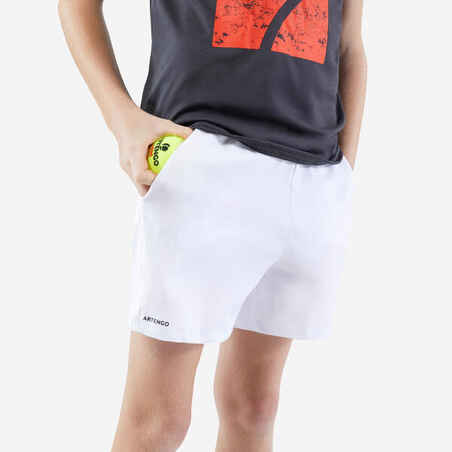 Pantaloneta para jugar tenis de Niño - Artengo Tsh100 blanco