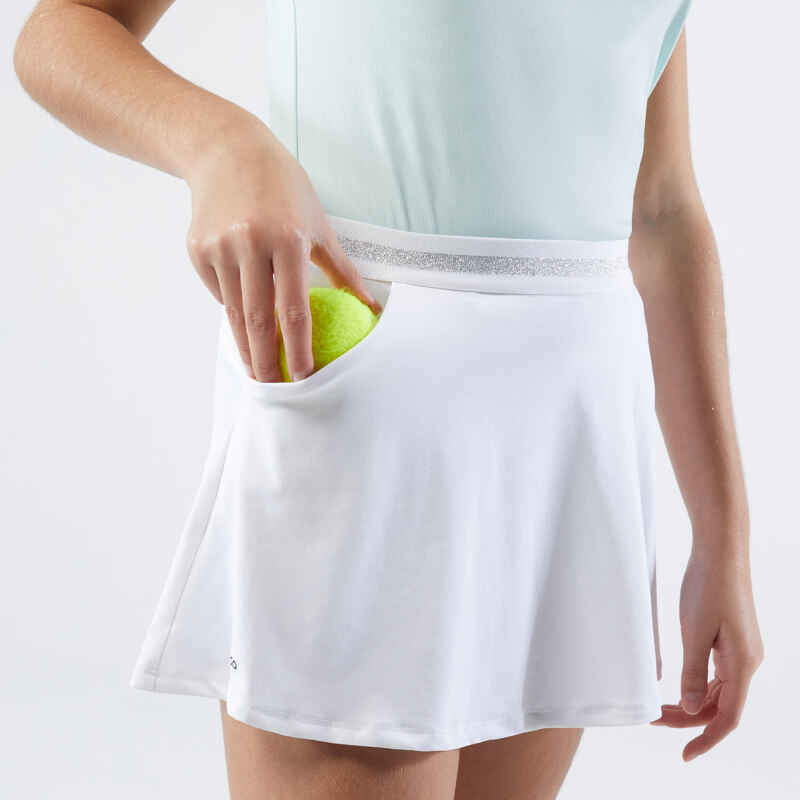 Girls' Tennis Skirt TSK500 - White