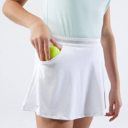 Rok Tenis Anak Perempuan TSK500 - Putih