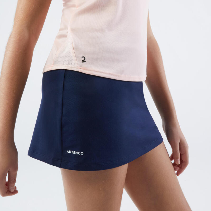 jupe tennis fille - TSK100 bleu marine