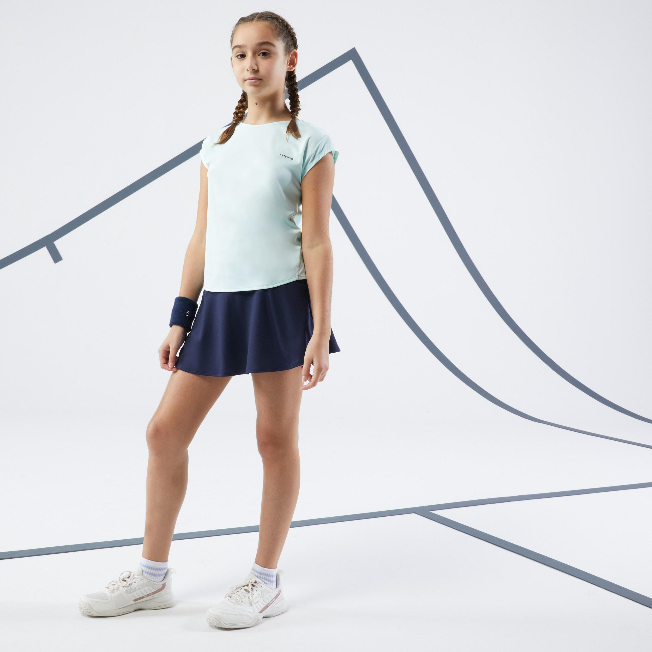 Girls' Tennis Skirt Dry - Navy 3/9