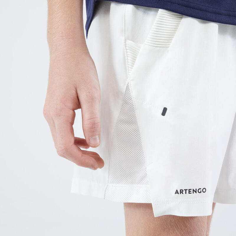 Short de tennis garçon - Dry - Blanc cassé