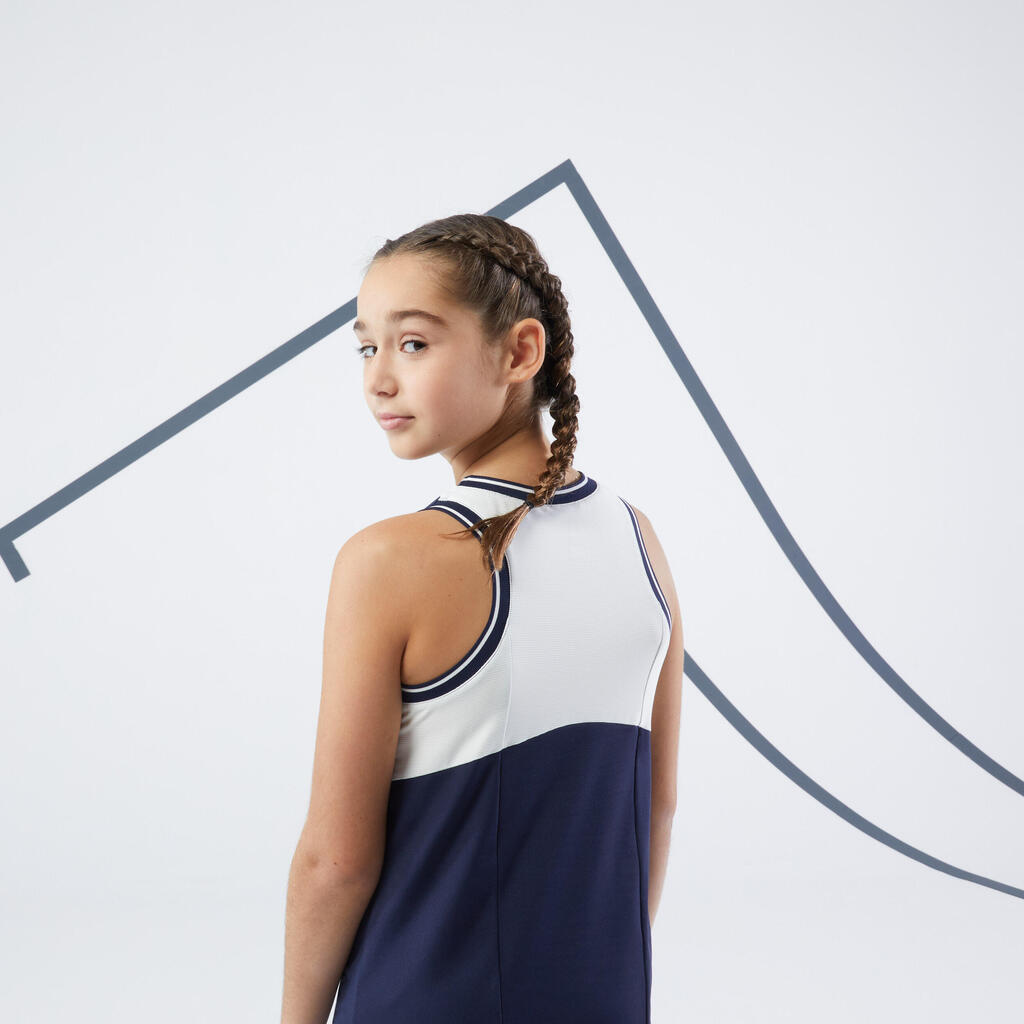 Girls' Straight-Cut Tennis Dress TDR 500 - Navy/Mauve