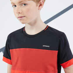Μπλουζάκι τένις για αγόρια TTS Dry - Μαύρο/Κόκκινο