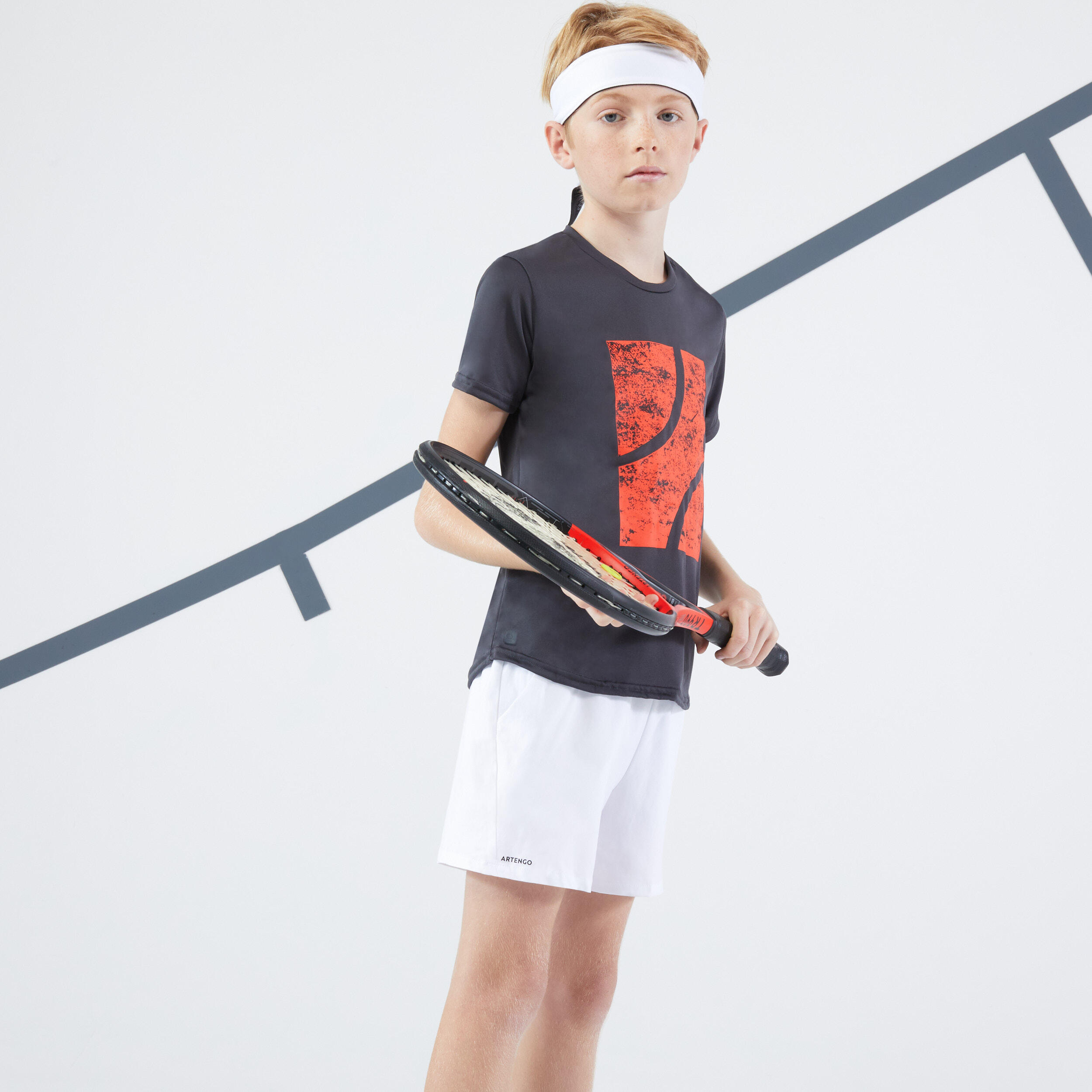 Playera de tenis para niño - TTS 100 gris 2/5