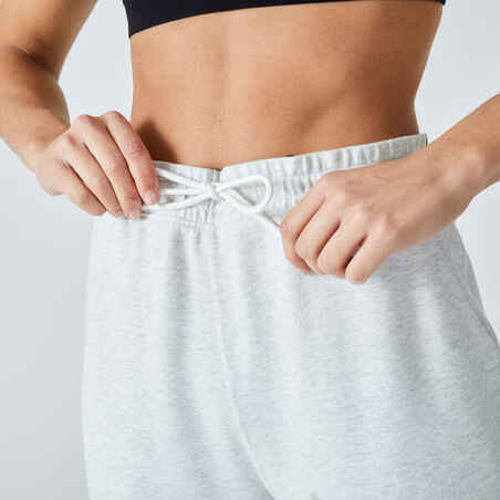 Women's Regular-Fit Fitness Bottoms 500 Essentials - Mottled White