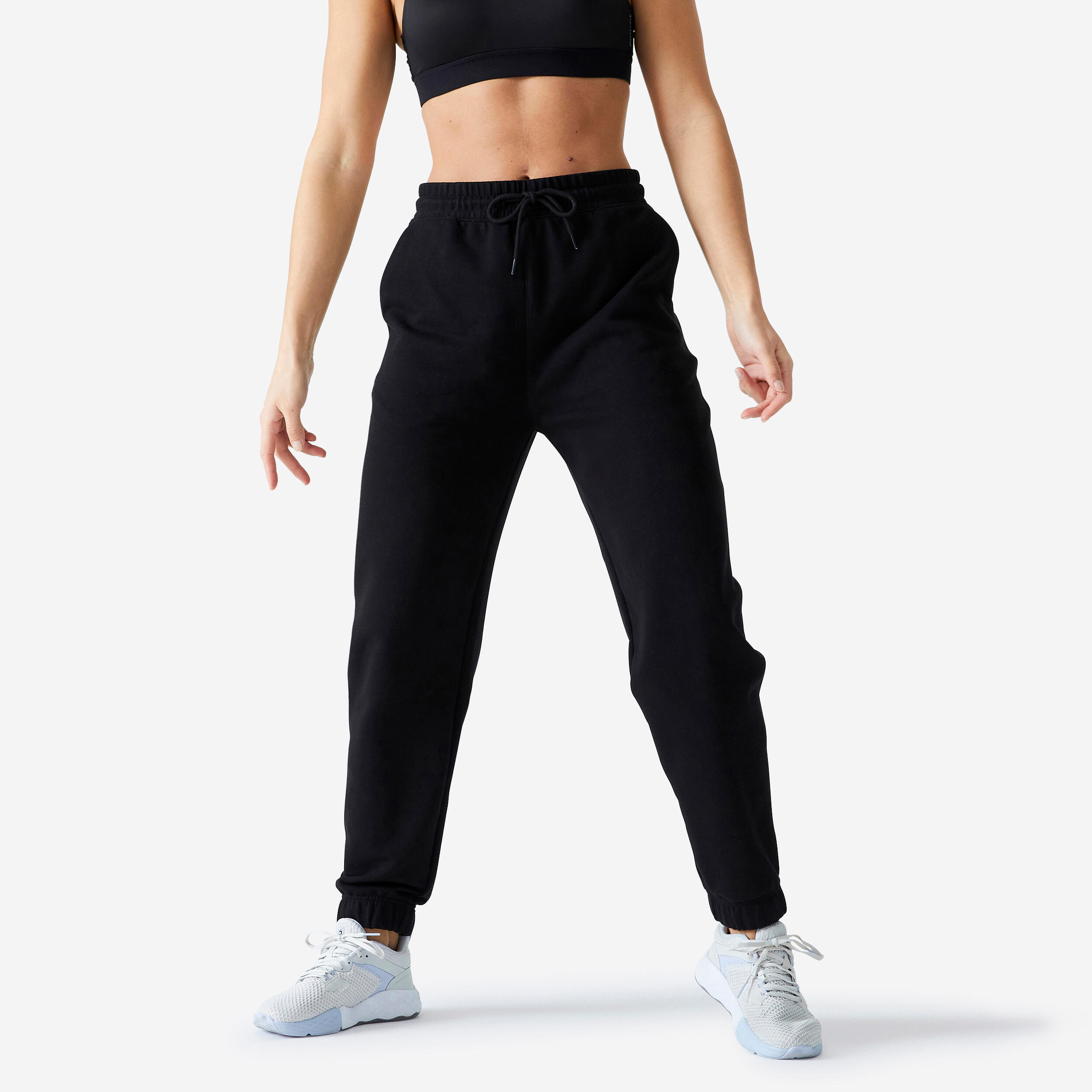 Women’s Medium Support Fitness Sports Bra - 500 Grey/Black