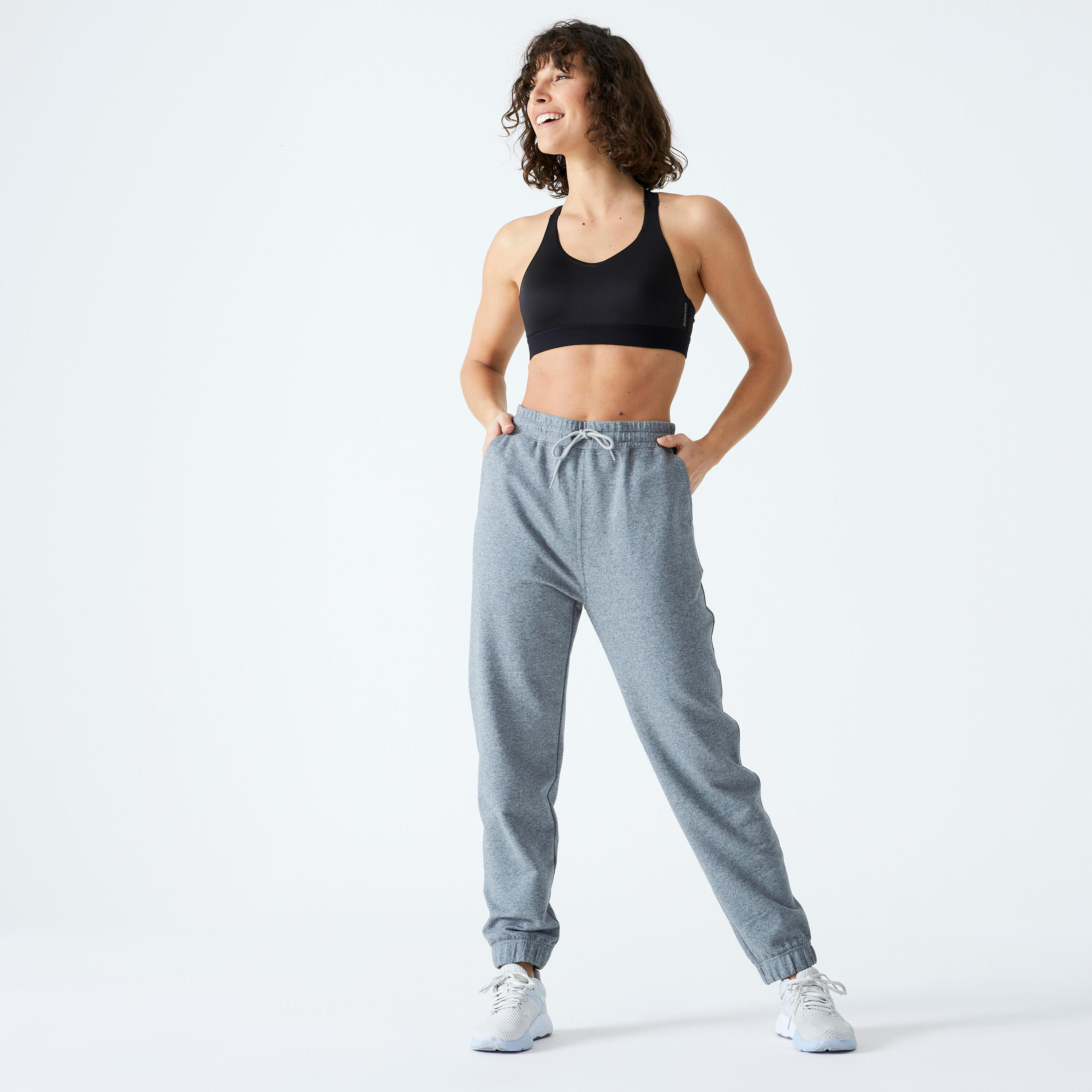 Women's Regular Fitness Bottoms 500 Essentials - Grey 2/5