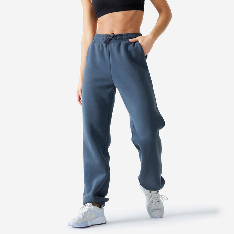 Pantaloni donna fitness 520 loose misto sintetico grigi