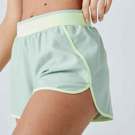 Ženske kratke hlače za kardio fitnes - zelene/rumene