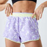 Women's Loose Cardio Fitness Shorts - Purple/Yellow Print