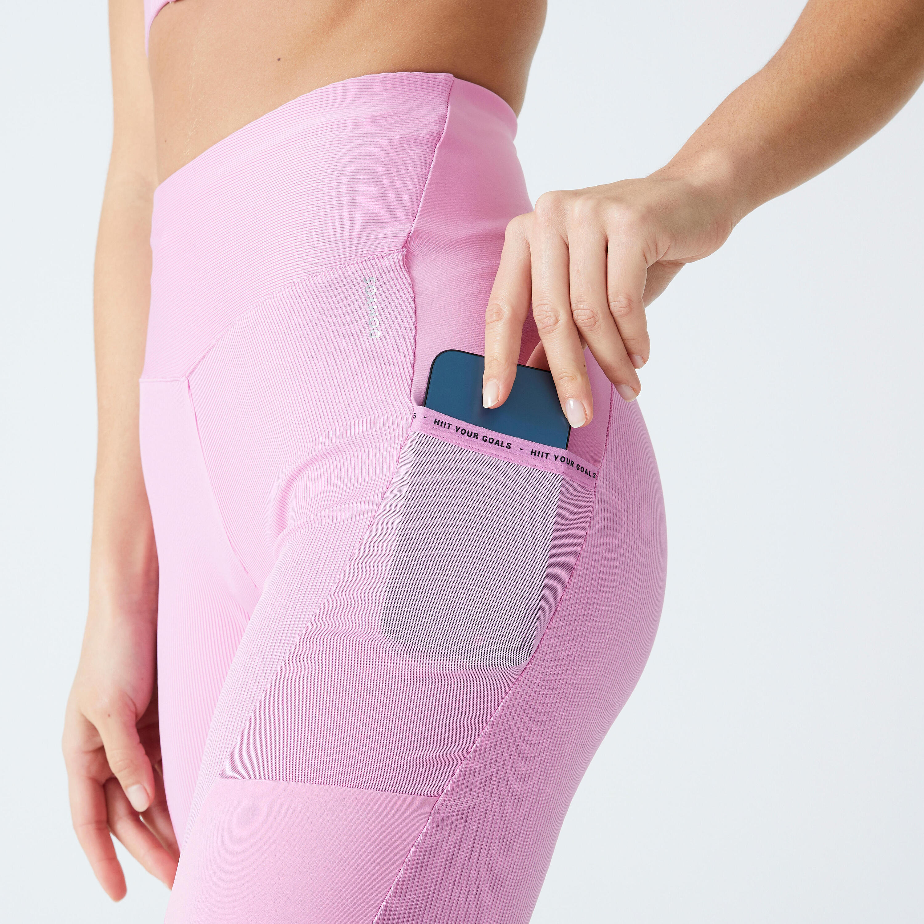 Women's Cardio Fitness Bike Shorts with Phone Pocket - Pink 3/6