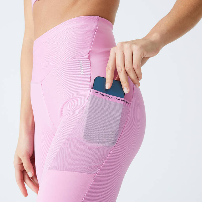 Women's Cardio Fitness Bike Shorts with Phone Pocket - Pink