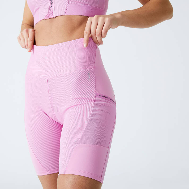 Licra de fitness corta para Mujer Domyos 520 rosado clarito