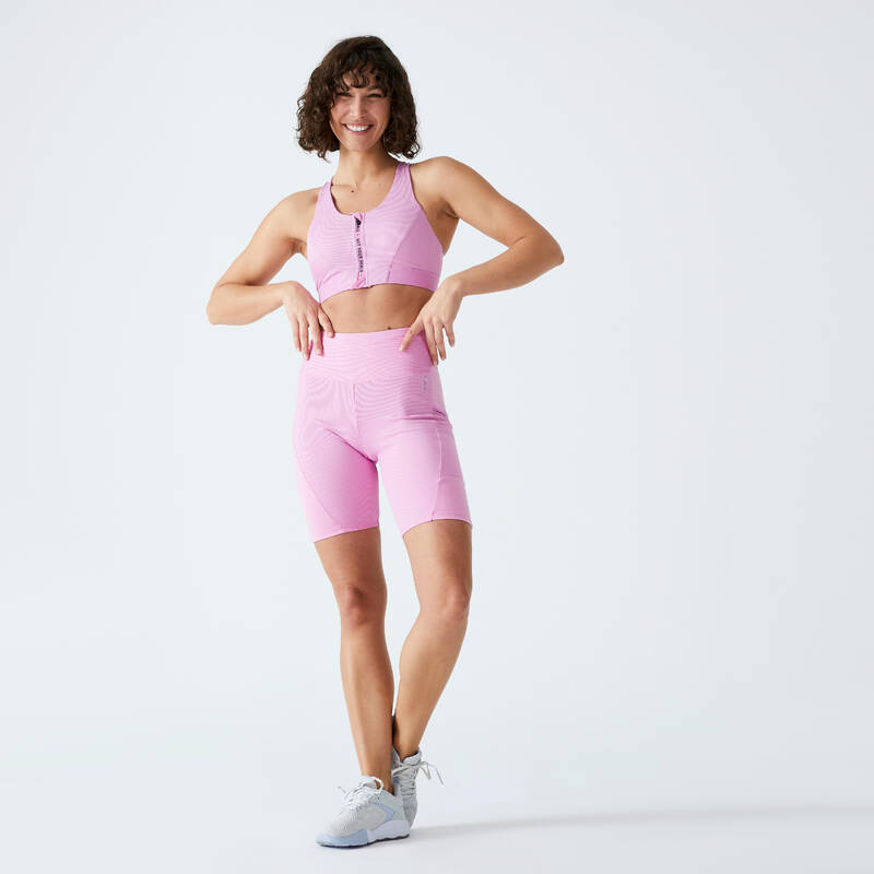 Licra de fitness corta para Mujer Domyos 520 rosado clarito - Decathlon