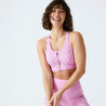 Women Sports Bra Medium Support Zipped  - Pink