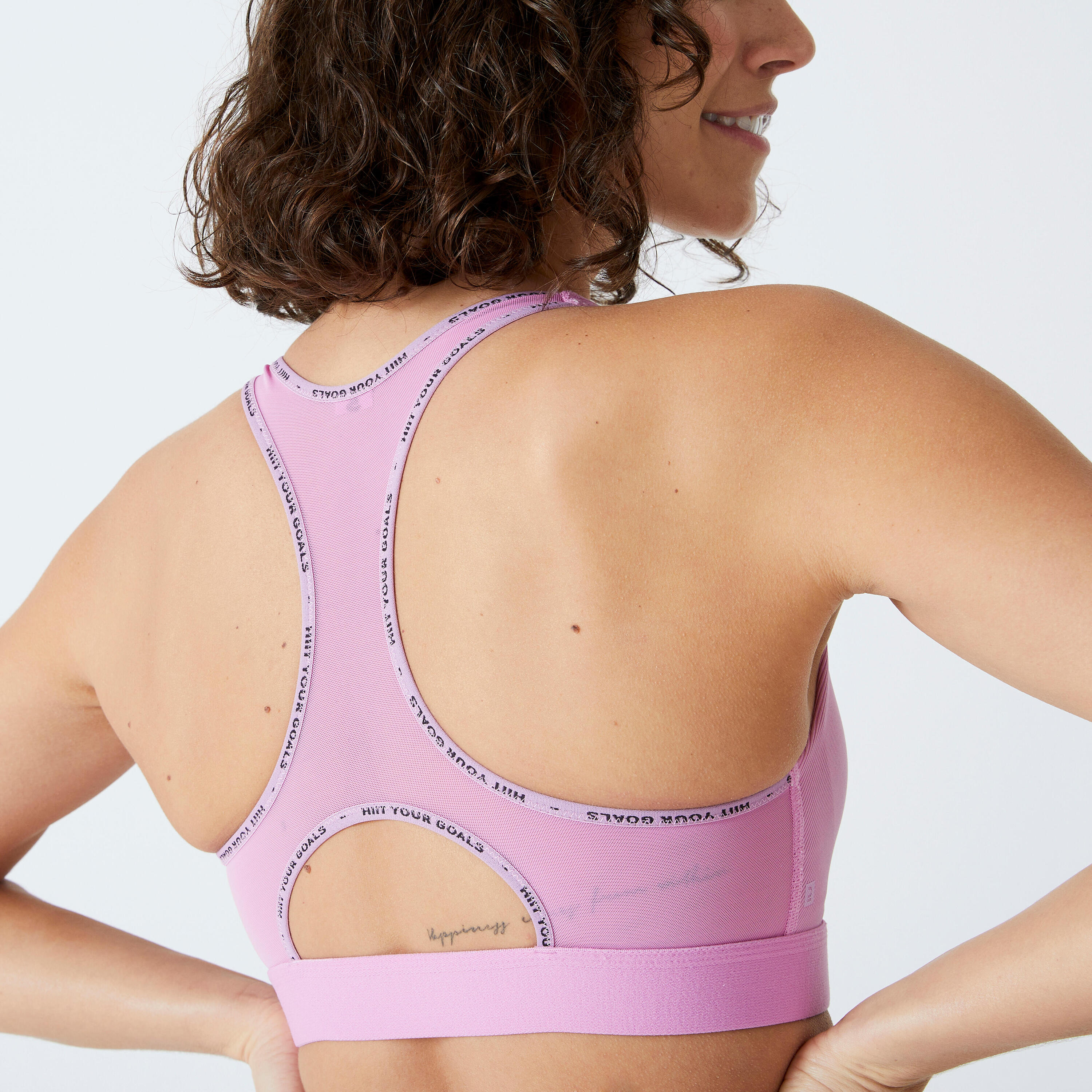 Women's Medium Support Ribbed Zip-Up Sports Bra - Pink 5/6