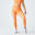 Mallas Leggings Fitness Naranja Sin Costuras Talle Alto Bolsillo