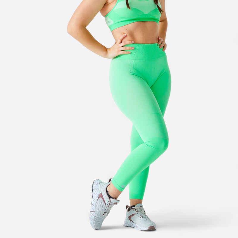 Highwaisted Seamless Fitness Leggings With Phone Pocket Decathlon
