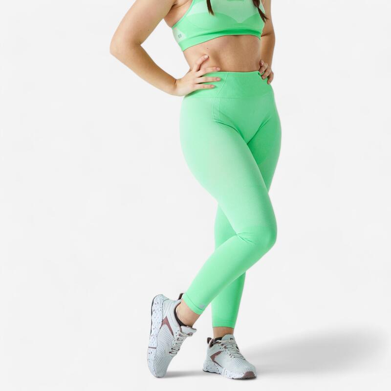 Leggings Fitness Rosa Talle Alto Sin Costuras Bolsillo Teléfono