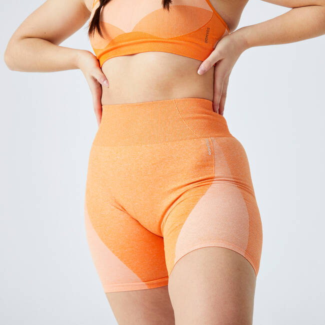 Orange Seamless Shorts Women's