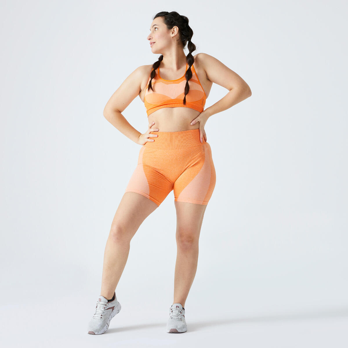 Short de fitness seamless et taille haute, orange