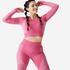 Long-Sleeved Cropped Seamless Fitness T-Shirt - Pink
