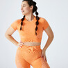 Women Gym Crop T-Shirt Seamless Short-Sleeved    - Orange
