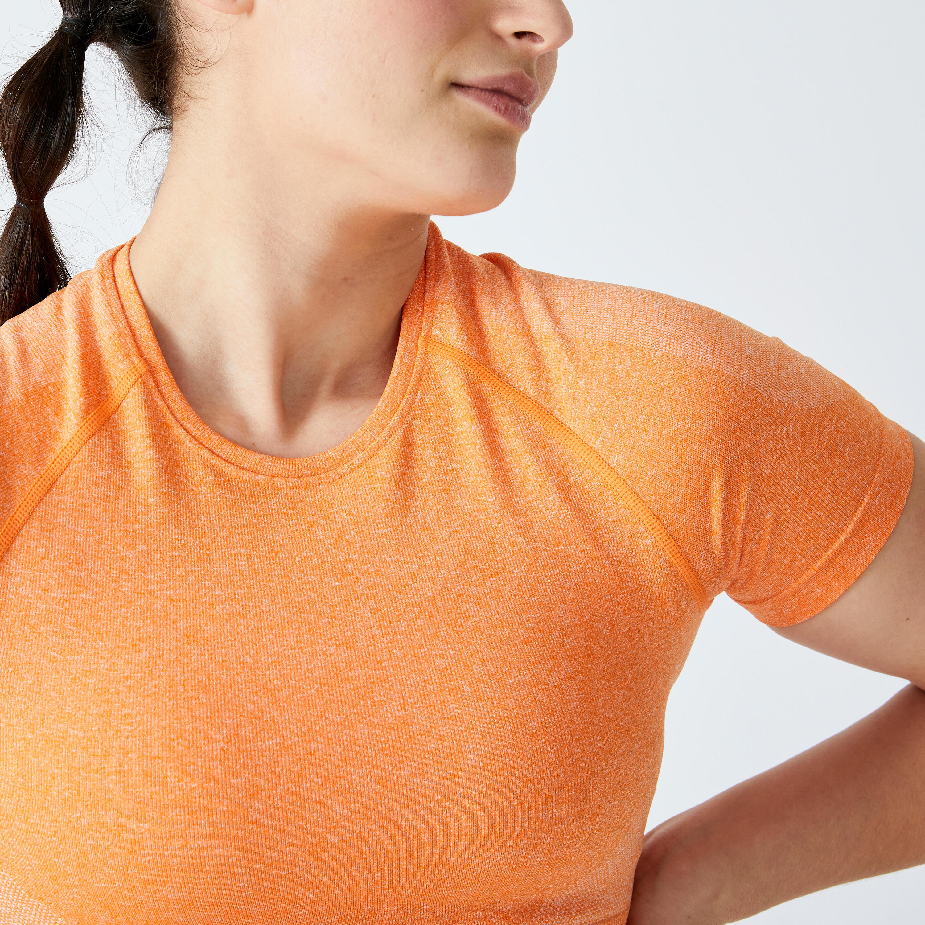 Seamless Short-Sleeved Cropped Fitness T-Shirt - Orange 5/5