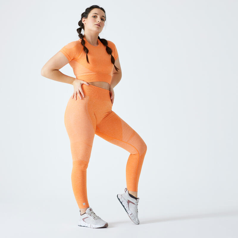 T-shirt Crop top manches courtes Fitness seamless Orange