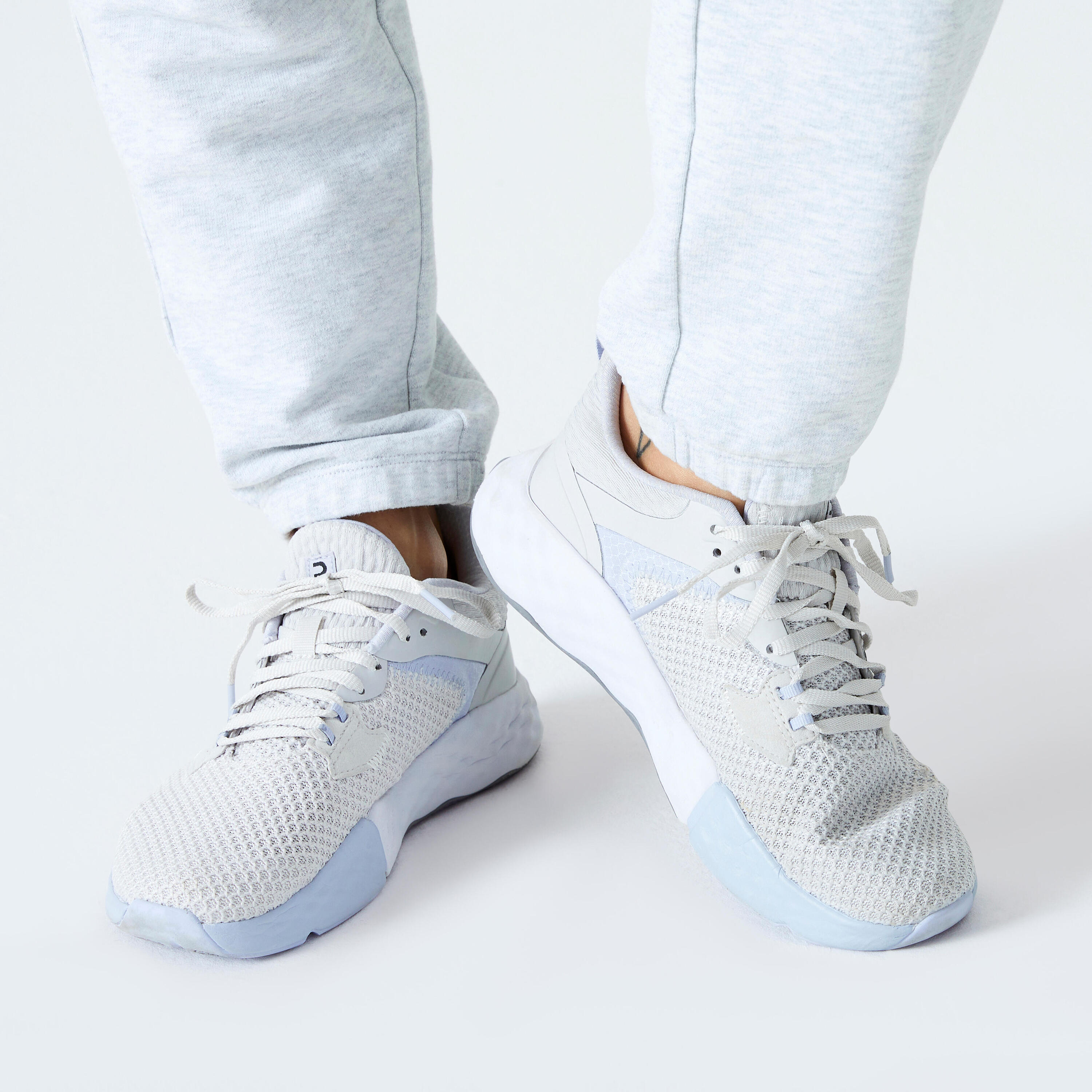 Joggingbroek voor fitness dames slim fit 500 lichtgrijs 5/7