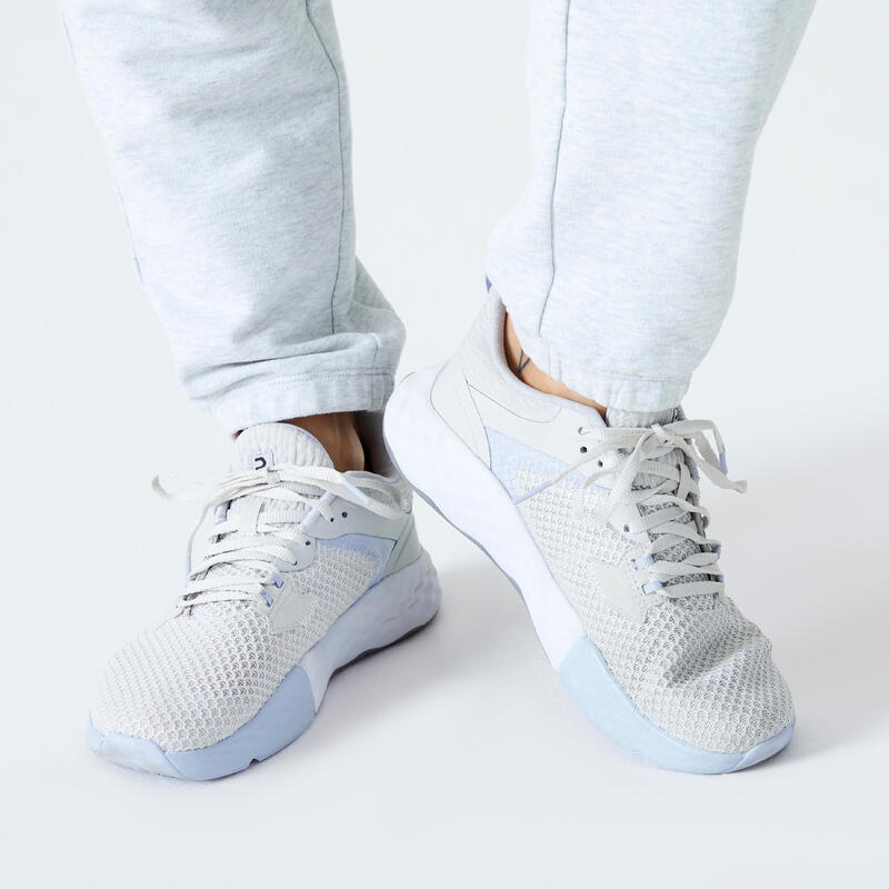 Joggingbroek voor fitness dames slim fit 500 lichtgrijs