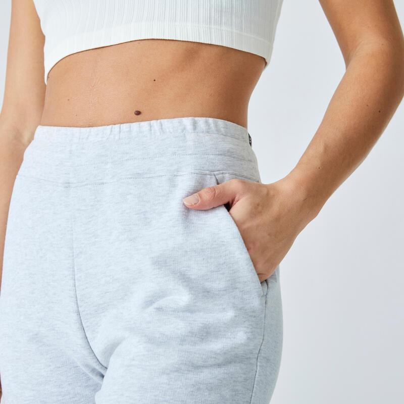 Joggingbroek voor fitness dames slim fit 500 lichtgrijs