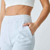 Women's Slim-Fit Fitness Jogging Bottoms 500 - Light Grey