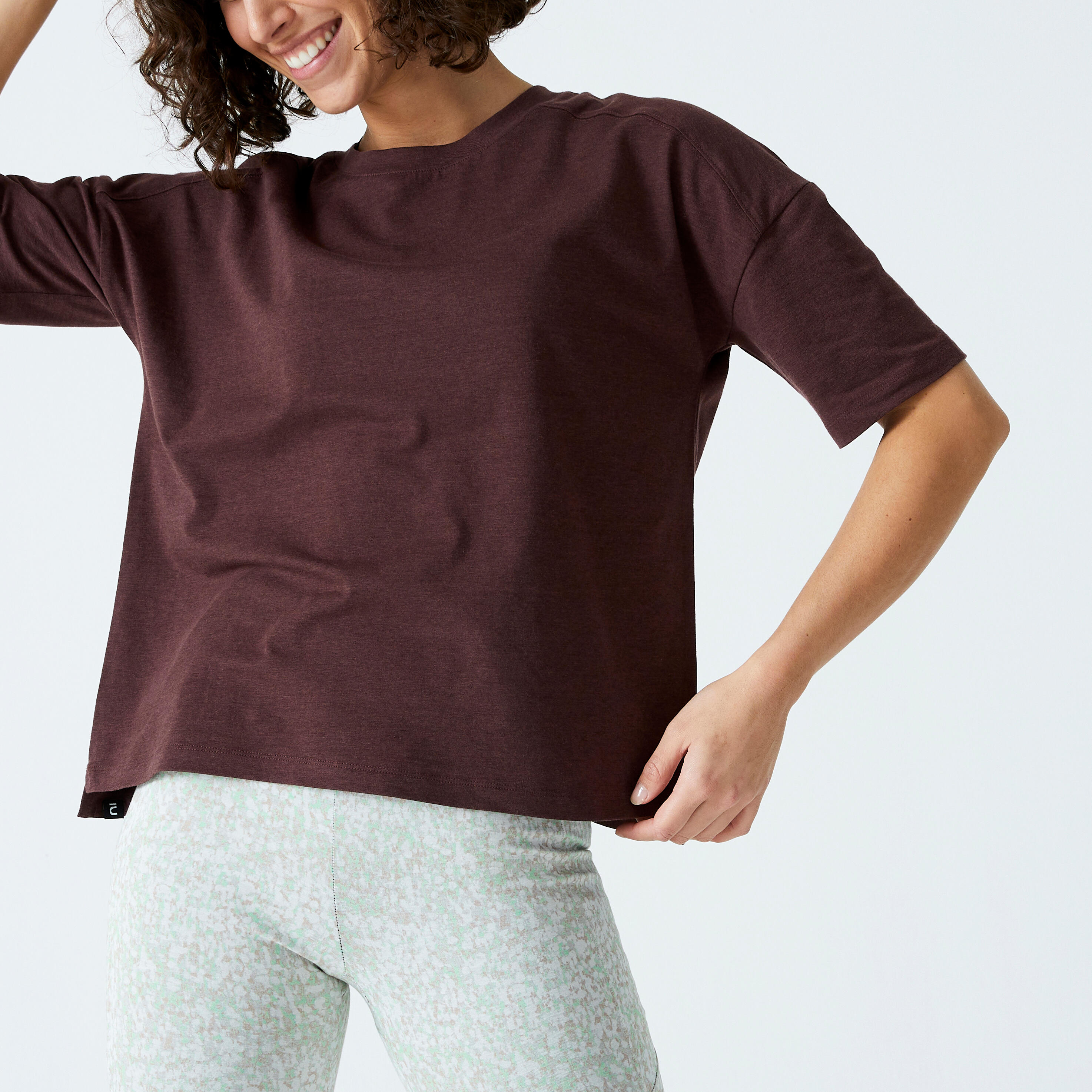 Women's Loose-Fit Fitness T-Shirt 520 - Dark Brown 4/5