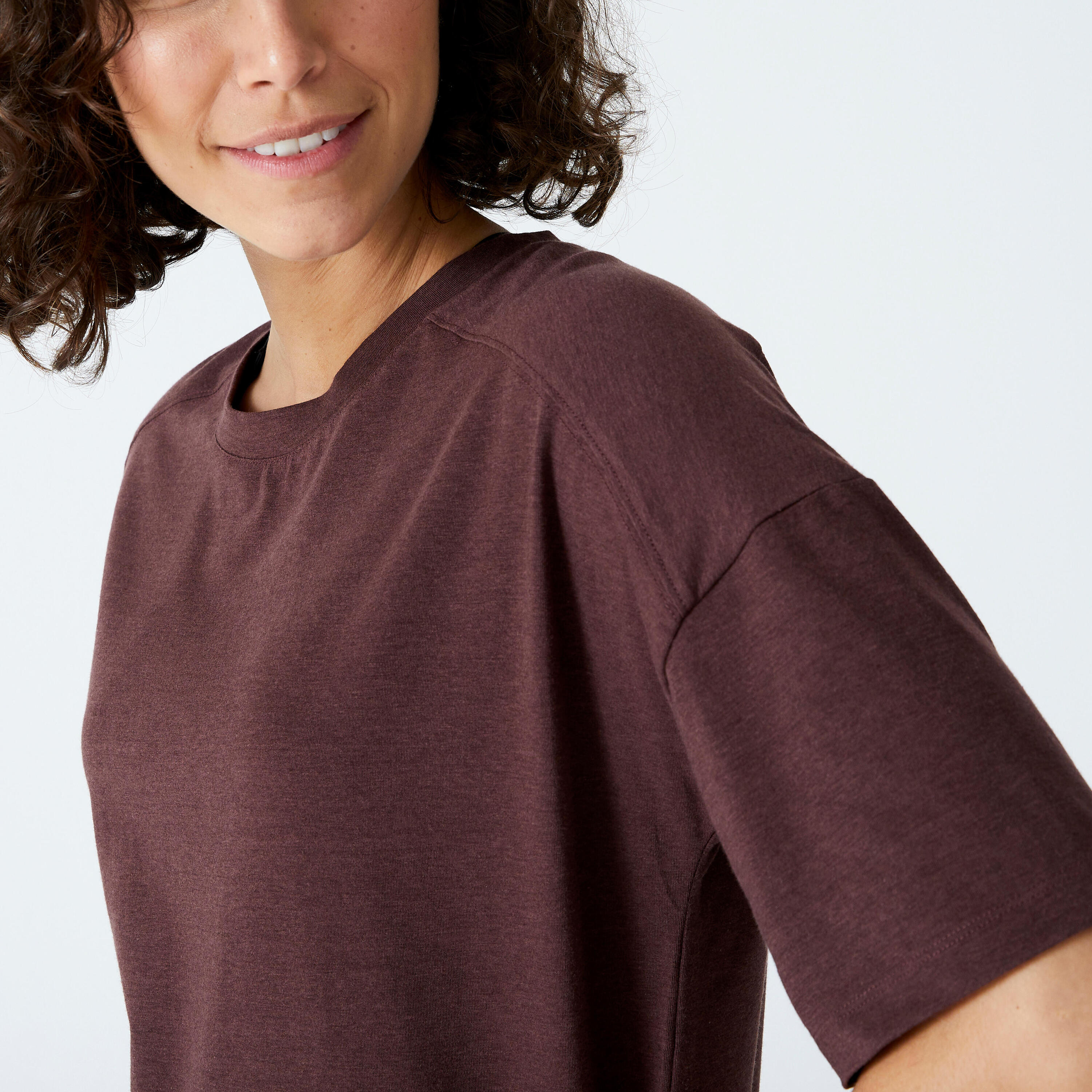 Women's Loose-Fit Fitness T-Shirt 520 - Dark Brown 3/5
