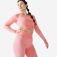 T-shirt Crop top manches longues Fitness seamless Rose
