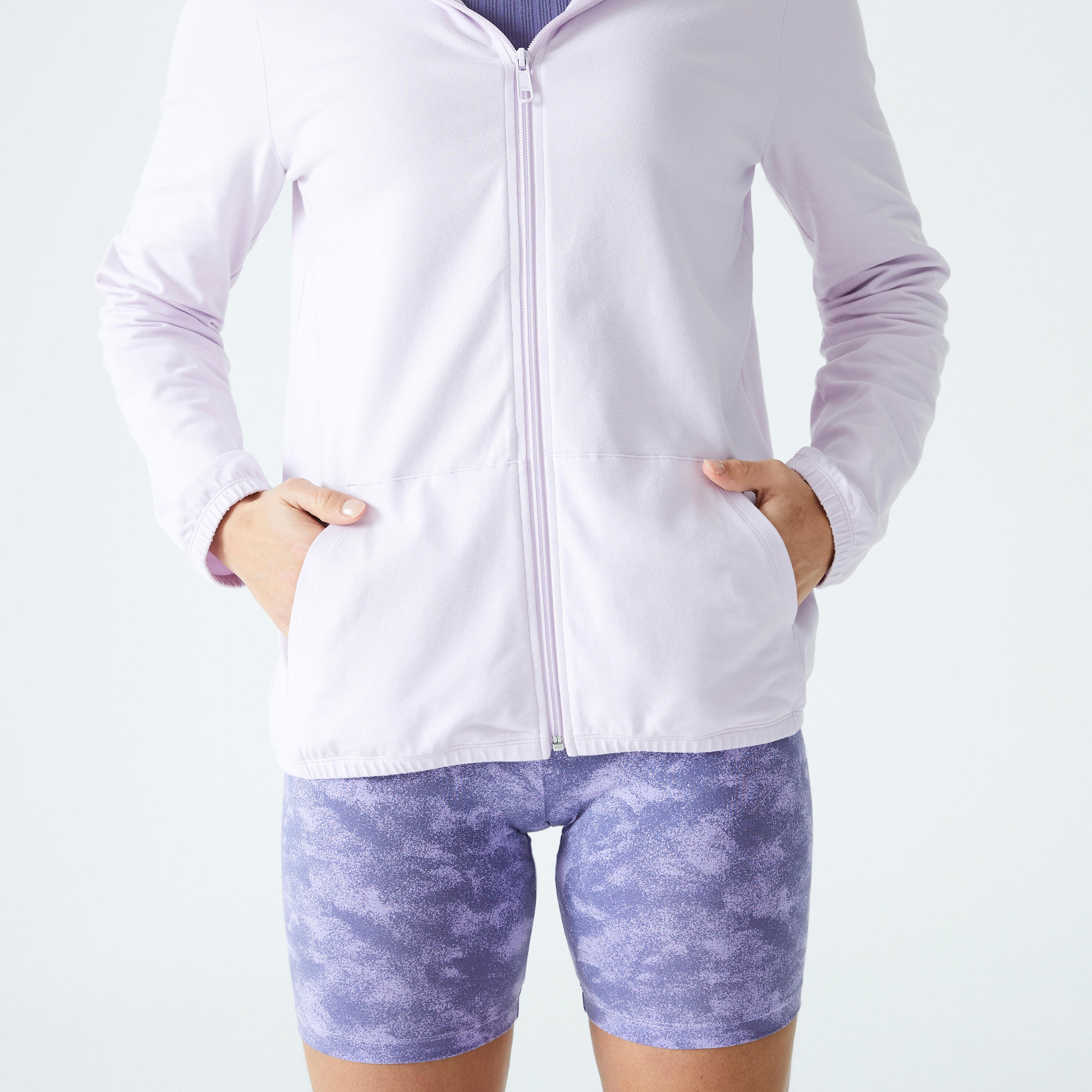 Women's Zip-Up Fitness Sweatshirt 100 - Light Mauve 4/5
