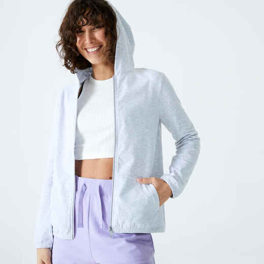 
      Moteriškas kūno rengybos džemperis su užtrauktuku „100“, šviesiai pilkas
  