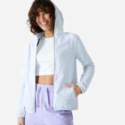 Women's Zip-Up Fitness Sweatshirt 100 - Light Grey