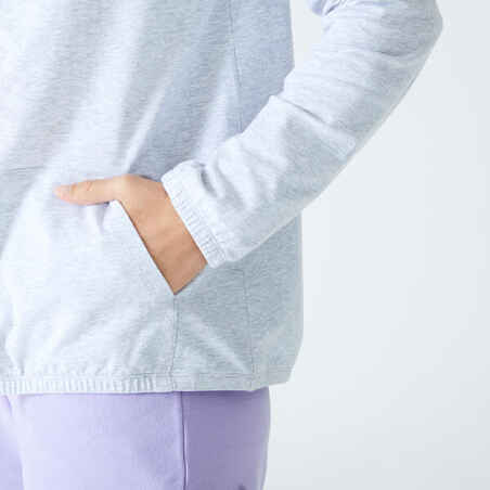 Moteriškas kūno rengybos džemperis su užtrauktuku „100“, šviesiai pilkas
