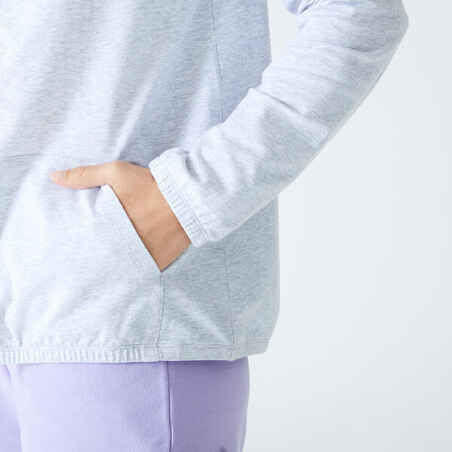 Women's Zip-Up Fitness Sweatshirt 100 - Light Grey