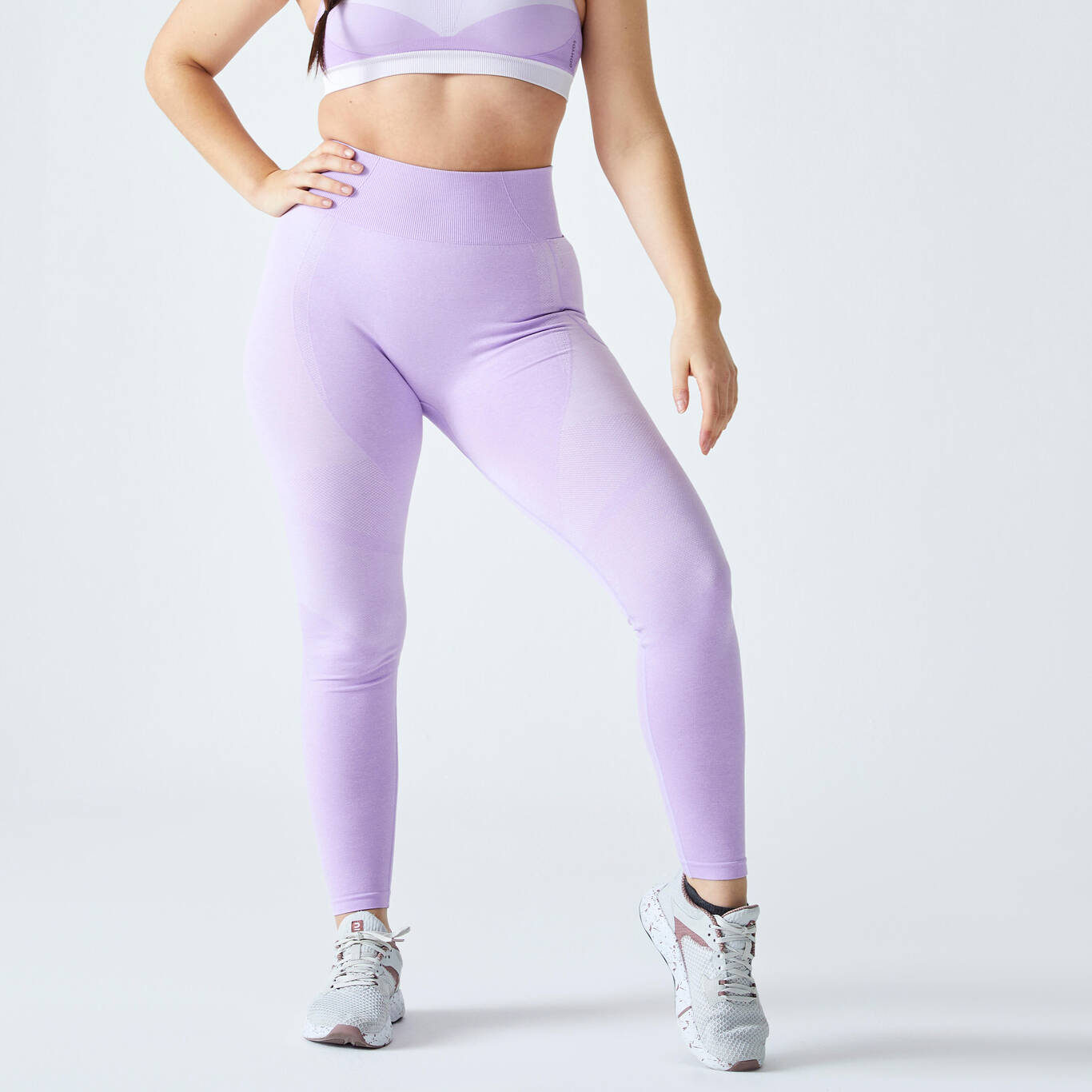 High-Waisted Seamless Fitness Leggings with Phone Pocket - Purple