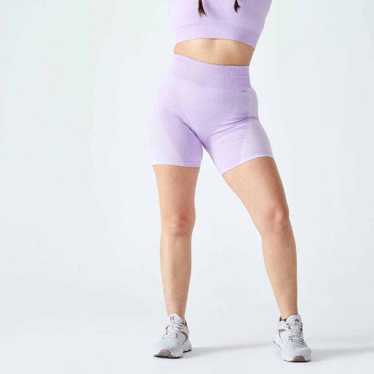 Fitness High-Waisted Seamless Bike Shorts - Purple