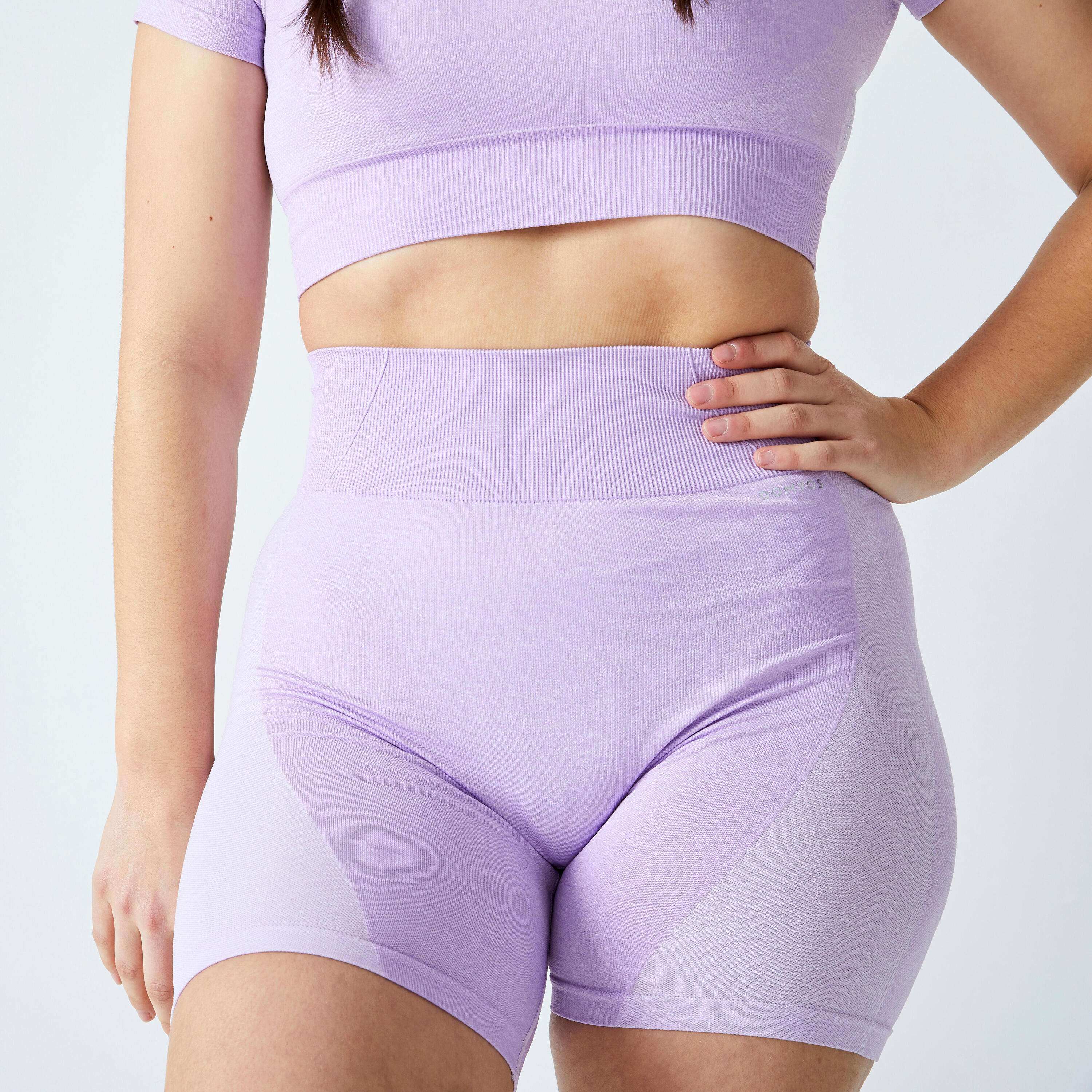 High-Waisted Seamless Fitness Shorts - Purple 3/6