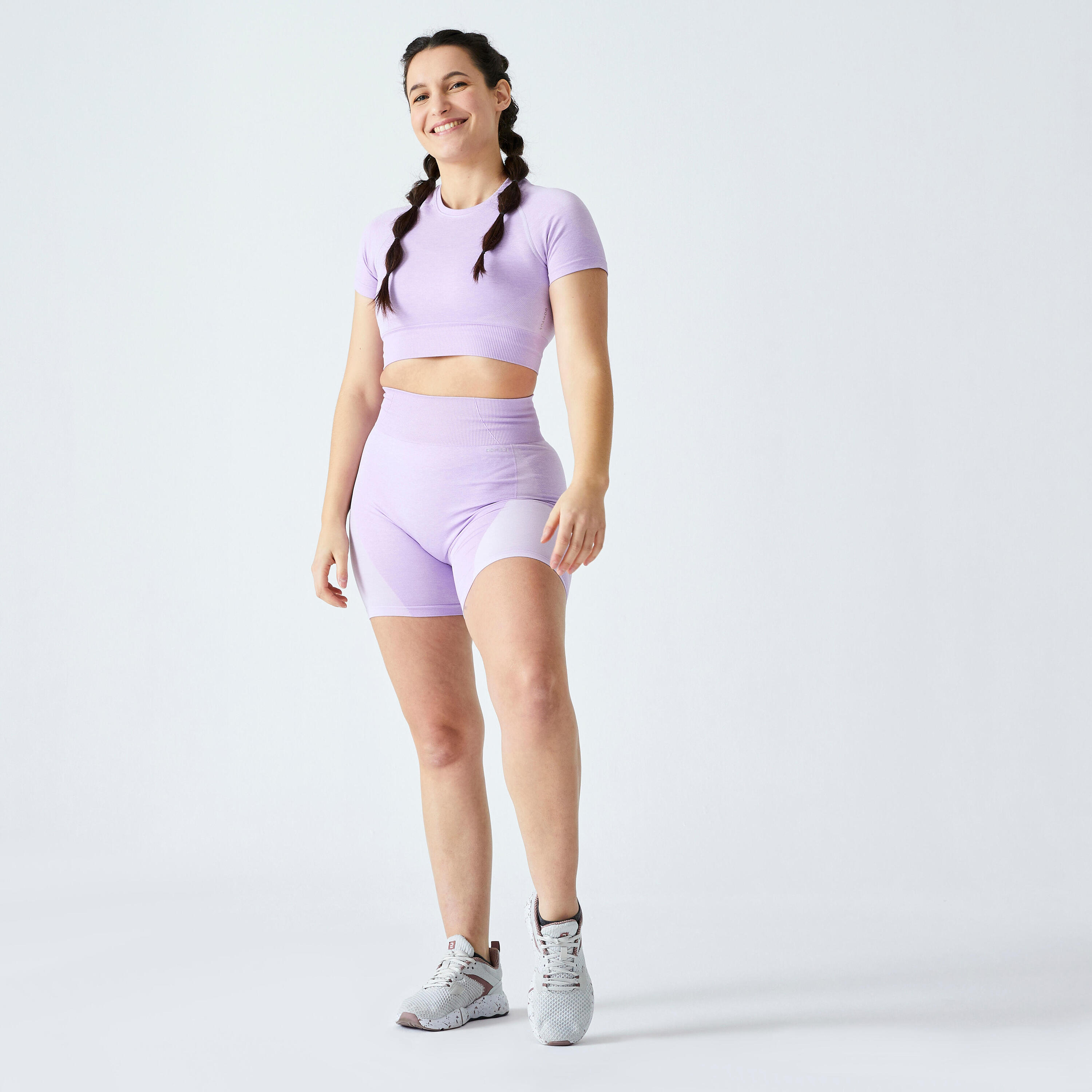 High-Waisted Seamless Fitness Shorts - Purple 2/6