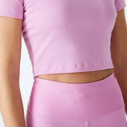 Women's Cardio Fitness Short-Sleeved Cropped T-Shirt - Pink