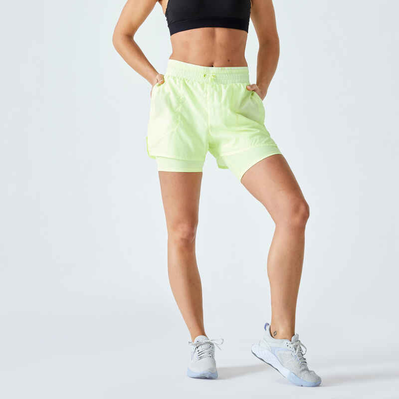 HIIT booty shorts with phone pockets in lime