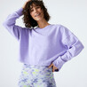 Women's Sweater Cropped Drawstring 520 For Gym-Purple