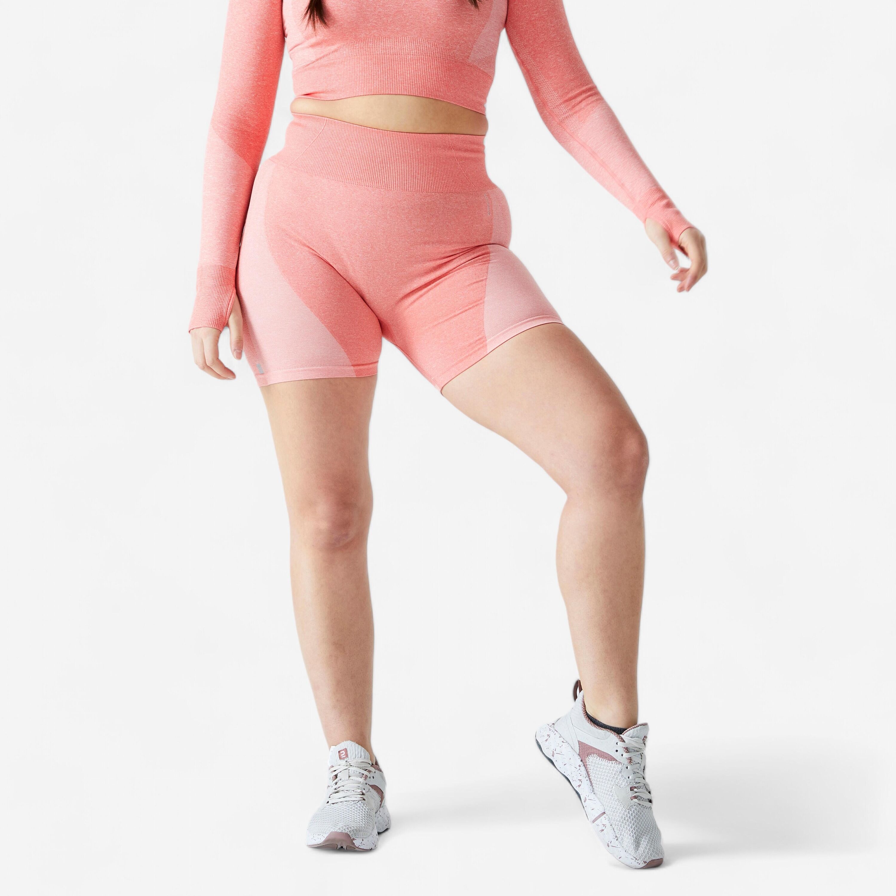 DOMYOS High-Waisted Seamless Fitness Cycling Shorts - Pink